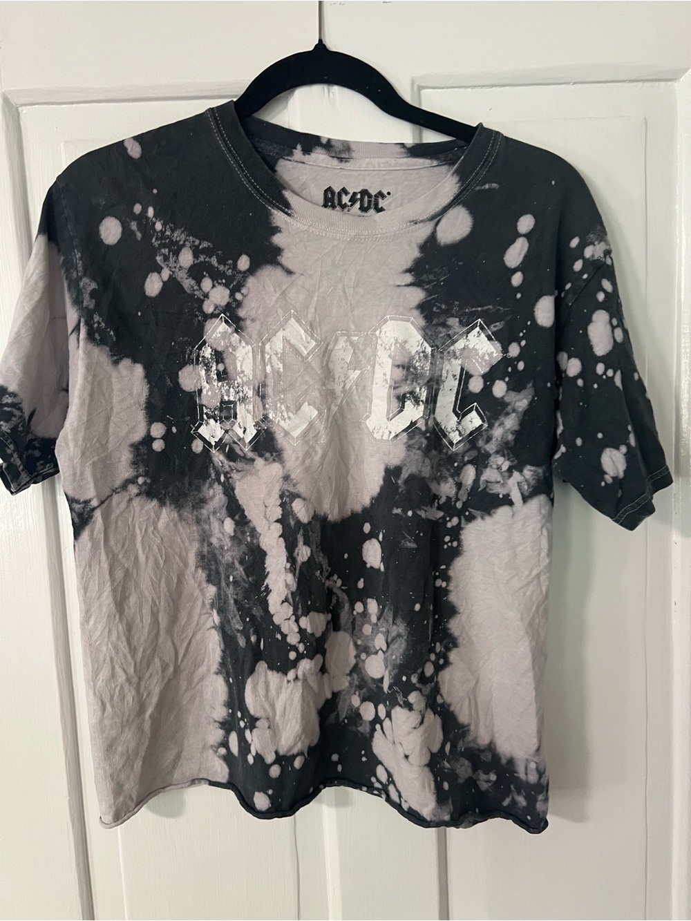 AC/DC Black and White Tie-Dye Short Sleeve Tee